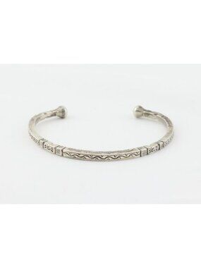 Sterling Silver Patterned Cuff Bracelet 7" Adjustable